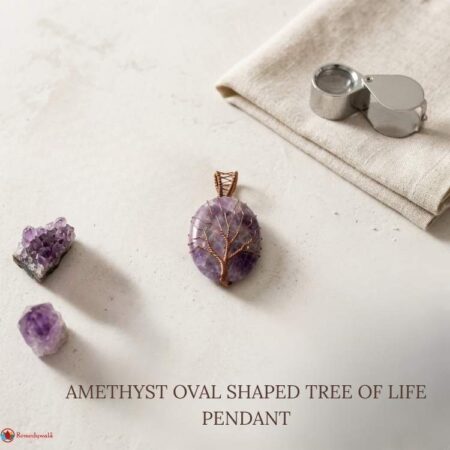 Amethyst Oval Shaped Tree Of Life Pendant