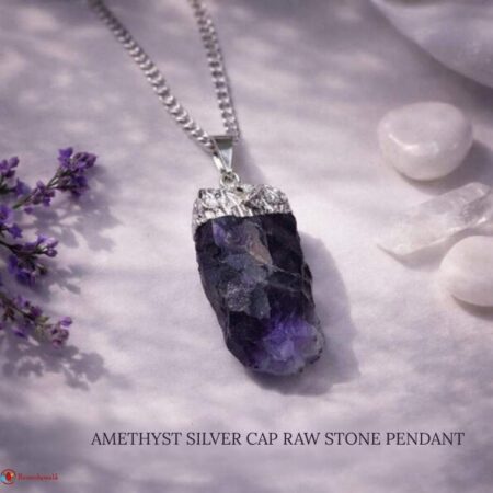 Amethyst Silver Cap Raw Stone Pendant