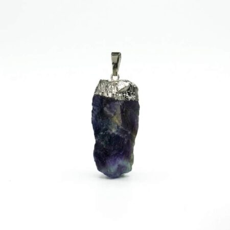 Amethyst Silver Cap Raw Stone Pendant