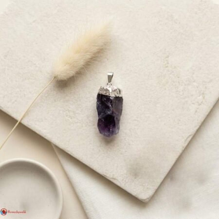 Amethyst Silver Cap Raw Stone Pendant