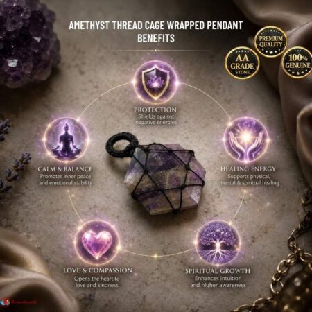 Amethyst Thread Cage Wrapped Pendant