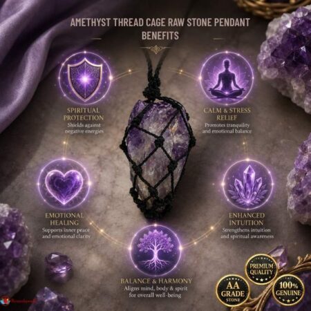 Amethyst Thread Cage Raw Stone Pendant