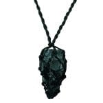 Black Obsidian Thread Cage Raw Stone Pendant
