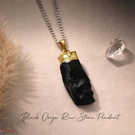 Black Onyx Raw Stone Pendant
