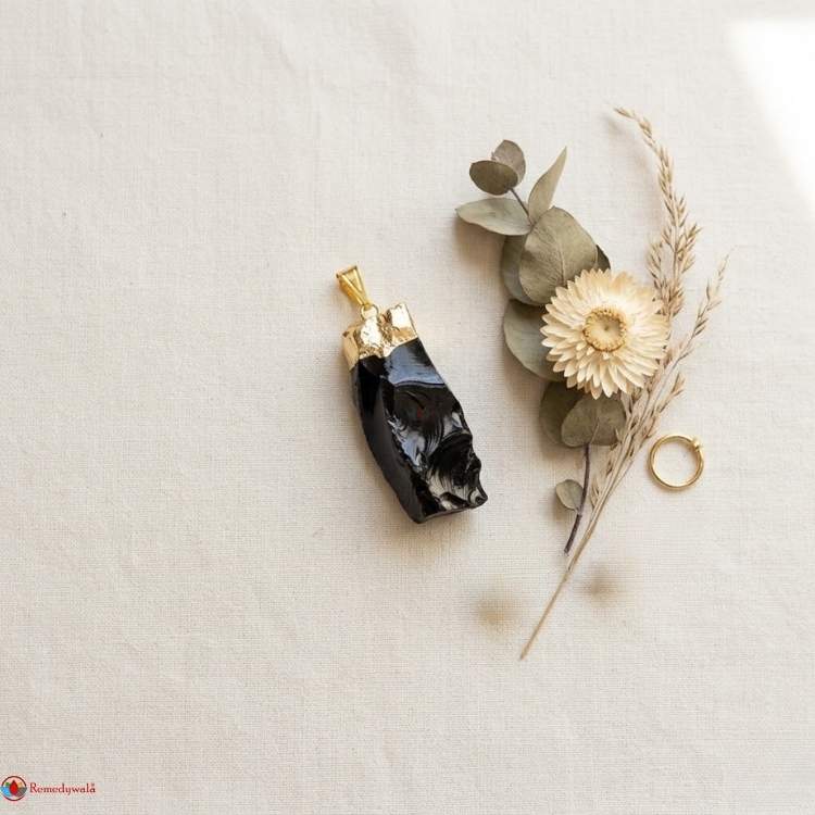 Black Onyx Raw Stone Pendant