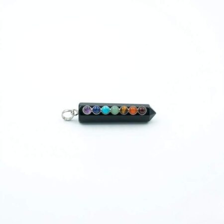 Black Tourmaline 7 Chakra Pencil Pendant