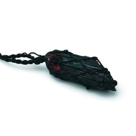Black Tourmaline Thread Cage Raw Stone Pendant