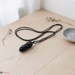 Black Tourmaline Thread Cage Raw Stone Pendant
