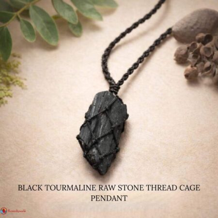Black Tourmaline Thread Cage Raw Stone Pendant