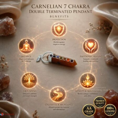 Carnelian 7 Chakra Double Terminated Pendant