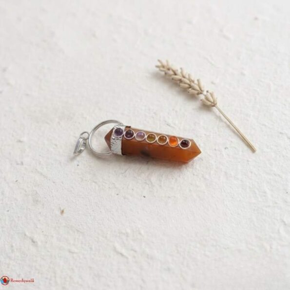 Carnelian 7 Chakra Double Terminated Pendant