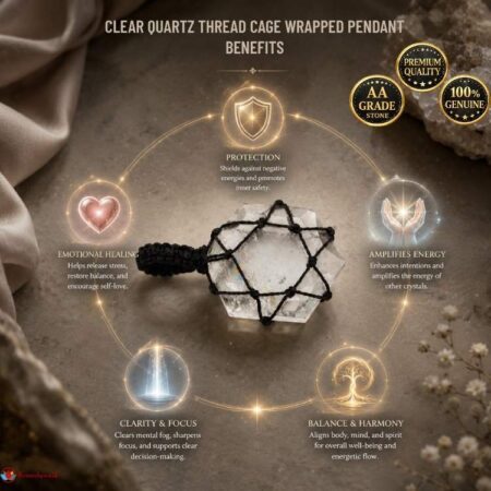 Clear Quartz Thread Cage Wrapped Pendant