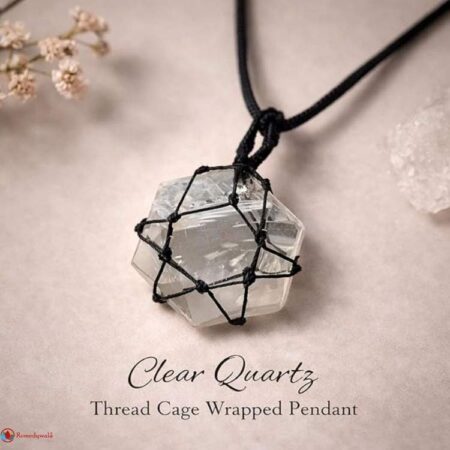 Clear Quartz Thread Cage Wrapped Pendant