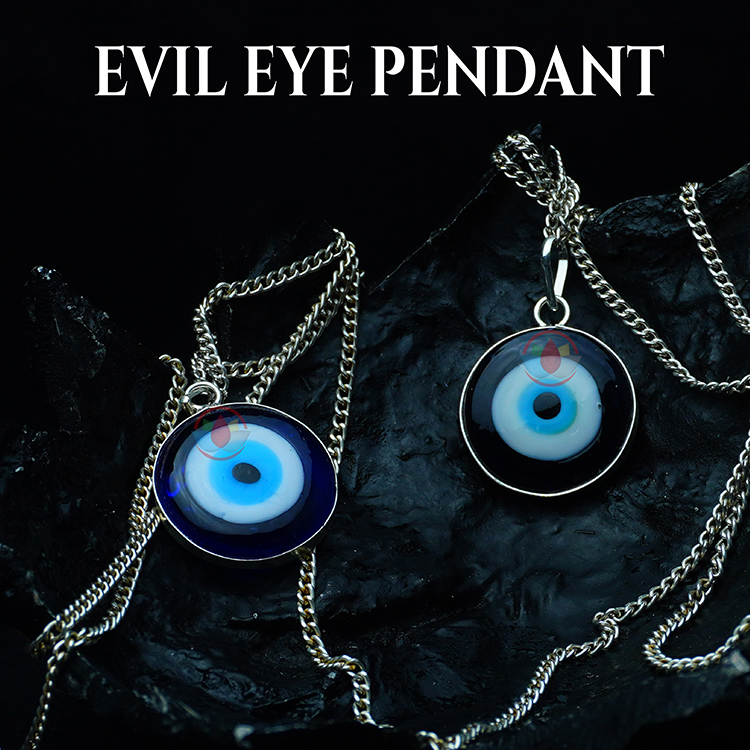 Diamond Evil Eye Necklace with Blue Sapphire - KAMARIA