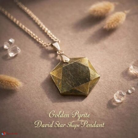 Golden Pyrite David Star Shape Pendant