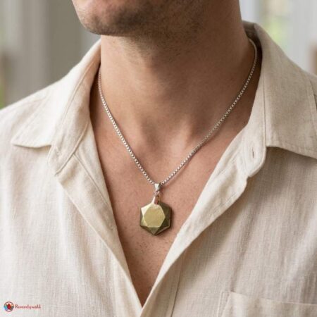 Golden Pyrite David Star Shape Pendant