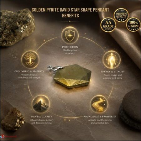 Golden Pyrite David Star Shape Pendant