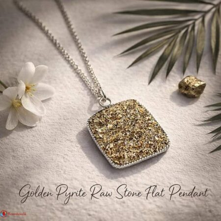 Golden Pyrite Raw Stone Flat Pendant