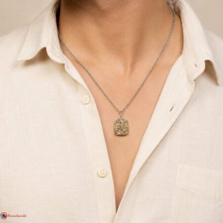 Golden Pyrite Raw Stone Flat Pendant