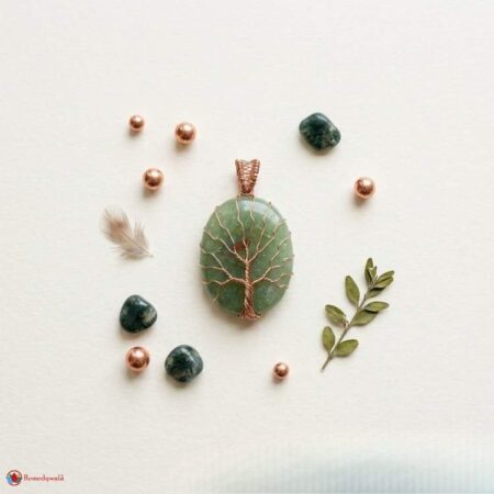 Green Aventurine Oval Shaped Tree Of Life Pendant