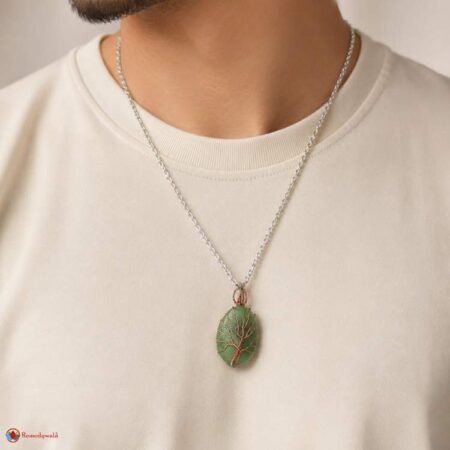 Green Aventurine Oval Shaped Tree Of Life Pendant