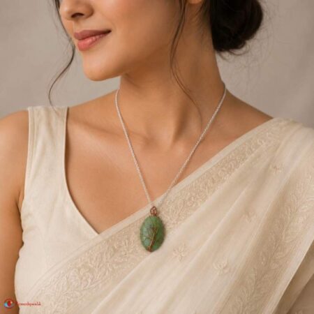 Green Aventurine Oval Shaped Tree Of Life Pendant