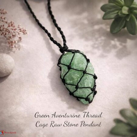 Green Aventurine Thread Cage Raw Stone Pendant