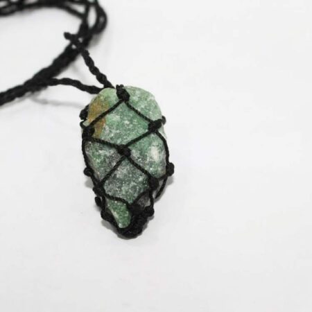 Green Aventurine Thread Cage Raw Stone Pendant