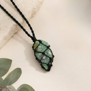 Green Aventurine Thread Cage Raw Stone Pendant