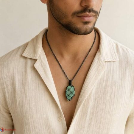 Green Aventurine Thread Cage Raw Stone Pendant