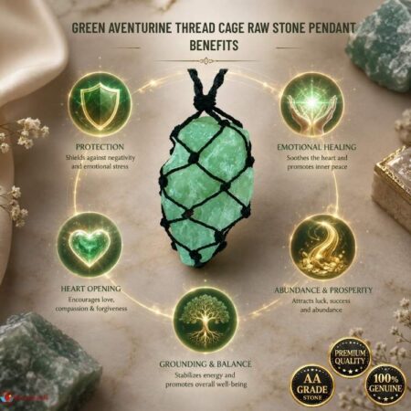 Green Aventurine Thread Cage Raw Stone Pendant