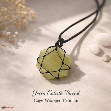 Green Calcite Thread Cage Wrapped Pendant