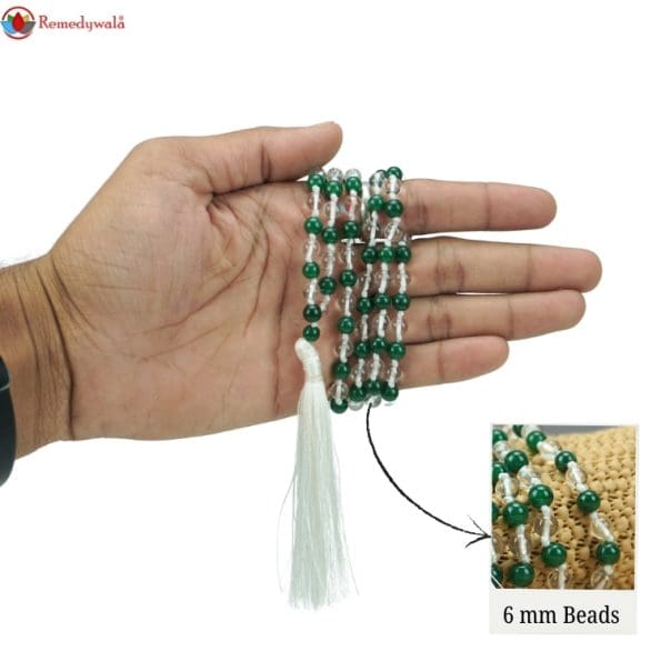 Green Jade Sphatik Mala With Certificate 6mm Beads Jap Mala