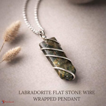 Labradorite Flat Stone Wire Wrapped Pendant