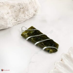 Labradorite Flat Stone Wire Wrapped Pendant