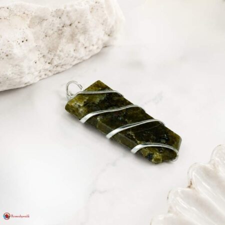Labradorite Flat Stone Wire Wrapped Pendant
