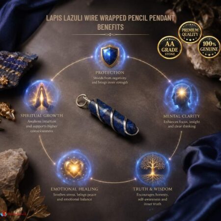 Lapis Lazuli Wire Wrapped Pencil Pendant