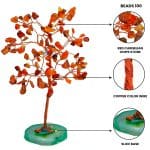 Red Carnelian Tree 100 Beads Slice Stone Base