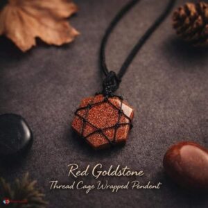 Red Goldstone Thread Cage Wrapped Pendant