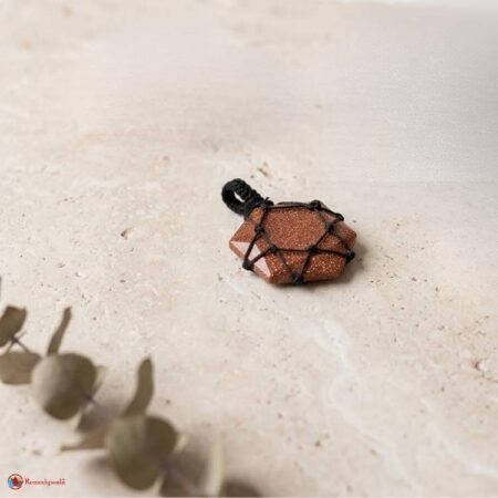 Red Goldstone Thread Cage Wrapped Pendant