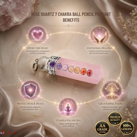 Rose Quartz 7 Chakra Ball Pencil Pendant
