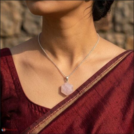 Rose Quartz David Star Shape Pendant