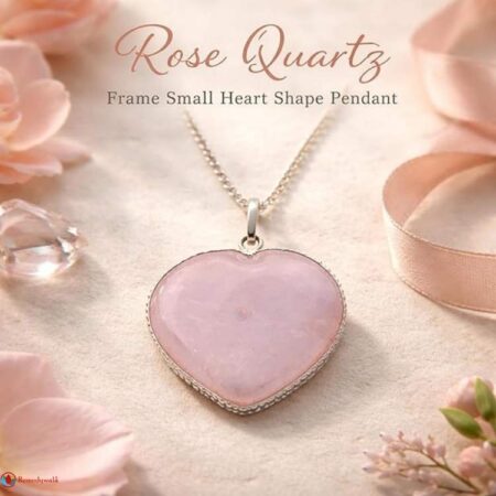 Rose Quartz Frame Small Heart Shape Pendant