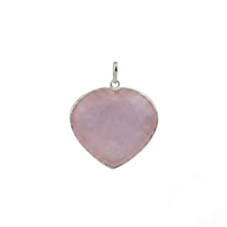 Rose Quartz Frame Small Heart Shape Pendant