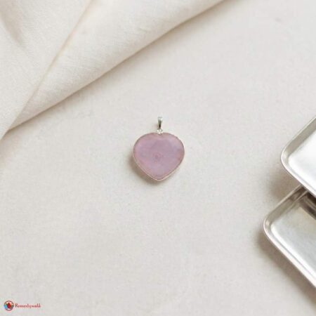 Rose Quartz Frame Small Heart Shape Pendant