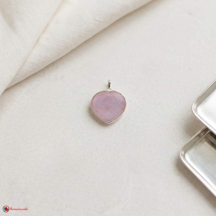 Rose Quartz Frame Small Heart Shape Pendant