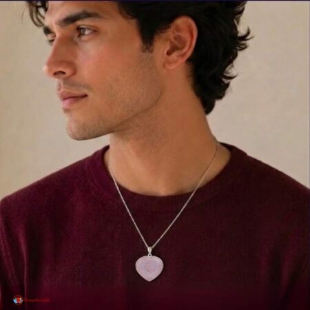 Rose Quartz Frame Small Heart Shape Pendant