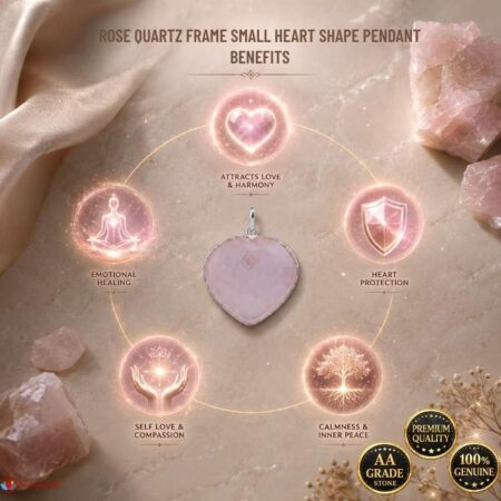 Rose Quartz Frame Small Heart Shape Pendant