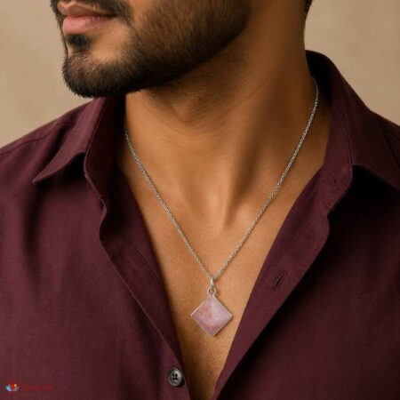 Rose Quartz Pyramid Shape Pendant