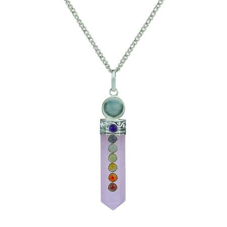 Rose Quartz 7 Chakra Ball Pencil Pendant
